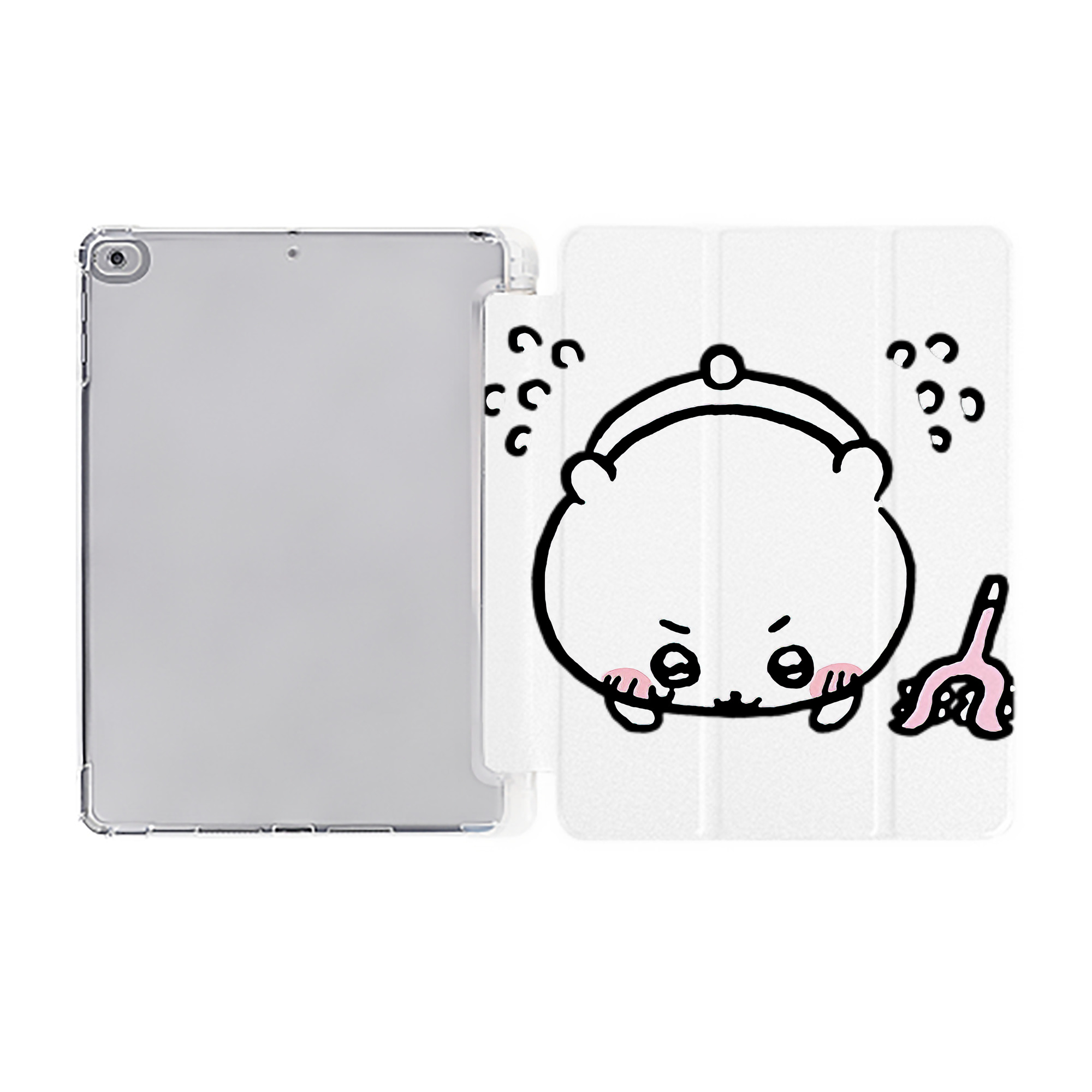 （画像用） ちいかわ ちいかわ Chii-kawa chiikawa IPad ケース ペン収納付き 三つ折りスタンド PUレザー×シリコン 対応機種9.5/10.5/10.9インチ